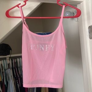 Bedazzled sheer crop top honey pink forever 21